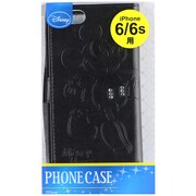 0279 [Disney 石付きエンボスブックケースiPhone6/6s用 ミッキー ブラック]