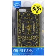 0285 [Disney 箔押しエンボスブックケースiPhone6/6s用 ミッキー ブラック]