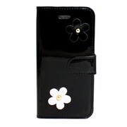 Y-IP6EF-BK [iPhone 6＆6s用 エナメルフラワー手帳型ケース ブラック]