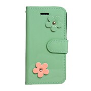 Y-IP6EF-MGR [iPhone 6＆6s用 エナメルフラワー手帳型ケース ミントグリーン]