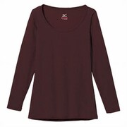 ブレスサーモ エブリラウンドネック長袖シャツ レディース Mサイズ ワイン [C2JA580166]