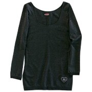 女子のブレスサーモ 2015 ラウンドネック長袖シャツ レディース Mサイズ チャコールブラック [C2JA582108]