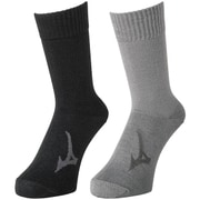 ブレスサーモ 2Pソックス(レギュラー丈) 25-27cm ブラック×グレー [32JX560290]