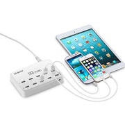 10ポートハブ USBチャージャー ACアダプタ付き ホワイト LS-10U