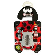 IG13002-1 [動物柄スーツケースベルト 長さ5cm×186cm 調整ストラップ Beetle レッド ブラック]