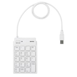 スリムテンキーボード USB2.0ハブ(2ポート) Tabキー付き ホワイト BSTKH08WH