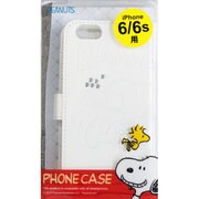 0281 [iPhone 6/6s 4.7インチ用 石付きエンボスブックケース スヌーピー ホワイト]