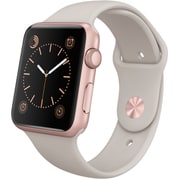 Apple Watch Sport 42mmローズゴールドアルミニウムケースとストーンスポーツバンド