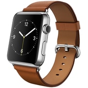 Apple Watch 42mmステンレススチールケースとサドルブラウンクラシックバックル