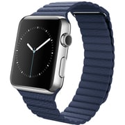 Apple Watch 42mmステンレススチールケースとミッドナイトブルーレザーループ M