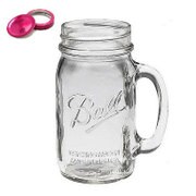 MASONJAR（メイソンジャー） ドリンキングマグ 480ml クリア レッド蓋付き