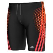 ABA14-AB5659-J/M [フィットネス 3ストライプグラフィックタイツ メンズ Mサイズ ブラック/ソーラーレッド]