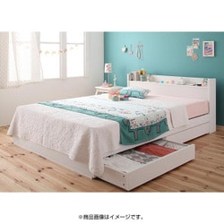 YS-45691 [Fleur（フルール） 棚 コンセント付き収納ベッド ポケットコイルマットレス レギュラー付き シングル ホワイト/ブラック]