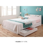 YS-45691 [Fleur（フルール） 棚 コンセント付き収納ベッド ポケットコイルマットレス レギュラー付き シングル ホワイト/ブラック]