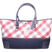 ボタントートバッグ レッド×ブラウンチェック USPA-1852Red×Brown Check 3
