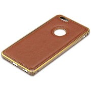 IP14-NPLS-08703B [iPhone 6s Plus用プレミアムアルミフレームとレザーの背面を組合わせたケース（ゴールドXブラウン）]