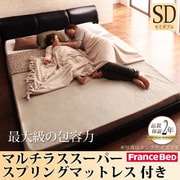 YS-60104 [モダンデザインフロアベッド Starden(スターデン) マルチラススーパースプリングマットレス付き セミダブル ブラック]