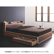 モダンデザイン バイカラー 棚 コンセント付き収納ベッド D-star(ディースター) 国産ポケットコイルマットレス付き シングル 茶×ホワイトエッジ YS-63173