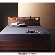 モダンライト・コンセント付き収納ベッド Olro(オルロ) ボンネルコイルマットレス：レギュラー付き ダブル フレーム：ウォルナットブラウン/マットレス：アイボリー YS-62627