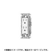 WTF113248F [コスモシリーズワイド21 埋込アースターミナル付接地ダブルコンセント 絶縁枠付 ベージュ]