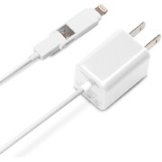 Lightning+microUSBコネクタ AC充電器 1A ホワイト PG-TAC10A02WH