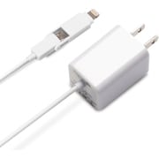 Lightning+microUSBコネクタ AC充電器 2.1A ホワイト PG-TAC21A02WH