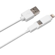 Lightning+microUSBコネクタ USBケーブル 1m ホワイト PG-TC10M02WH
