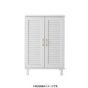 シューズホルダー付きルーバー扉シューズボックス1台 ホワイト YS-11249