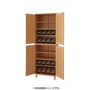シューズホルダー付きルーバー扉シューズボックス2台セット ナチュラル YS-11253