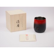 漆磨カップ 二重 ダルマ 黒 彩 SCW-D601