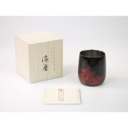 漆磨カップ 2重だるま 黒 金箔華 切り回し SCW-D607