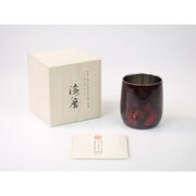漆磨カップ 2重だるま 赤 金箔華 切り回し SCW-D608