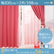 防炎ミラーレースカーテン Mira(ミラ) 幅100cm×2枚/198・203・208cm ピンク 幅100ｃｍ×2枚/丈198cm YS-15291