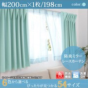 YS-15519 [防炎ミラーレースカーテン Mira(ミラ) 幅200cm×1枚/198・203・208cm ブルー 幅200ｃｍ×1枚/丈198cm]