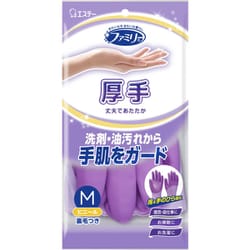 ファミリー ビニール厚手 M パープル 1組 [手袋 裏毛つき]