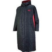 32JE566396 [中綿ロングコート ブラック×レッド M （UNISEX）]