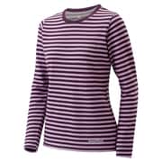 1114118 [メリノウールプラス ボーダーロングスリーブTシャツ レディース XLサイズ ライラック×マルベリー]
