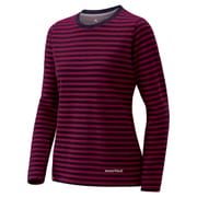 1114118 [メリノウールプラス ボーダーロングスリーブTシャツ レディース XLサイズ レッド×インディゴ]