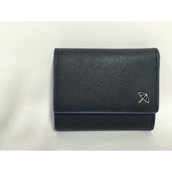 クロス調 三つ折り財布 ネイビー 8AP134