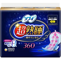 超熟睡ガード360  特に多い夜用 羽つき 36cm 6個 [生理用ナプキン]