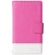 OWL-CVXZ5C05M-PKW [Xperia Z5 Compact用 ミラー付手帳型ケース ピンク/ホワイト]