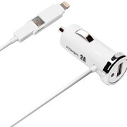 Lightningスマホ兼用ツインコネクタDC充電器 2.1A ホワイト PG-TUD21A02WH