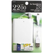 リチウムポリマー充電器 2200mAh 1ポート＋一体型microUSBケーブル ホワイト ILC22-CSW