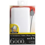 リチウムポリマー充電器 6000mAh 1ポート＋一体型microUSBケーブル ホワイト ILC601-SW