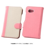 AQUOS Compact SH-02H/Disney Mobile DM-01H/AQUOS Xx2 mini用 バイカラー・ブックレザーケース 合皮 ピンク/ホワイト RT-AQH2LBC7/PW