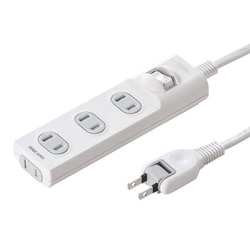 電源タップ 4個口 2m ほこり防止 一括スイッチ 折りたたみ式プラグ 絶縁キャップ付き 2ピン ネームタグ付き ホワイト TAP-TSH42SWN