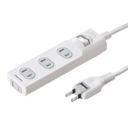 電源タップ 4個口 2m ほこり防止 一括スイッチ 折りたたみ式プラグ 絶縁キャップ付き 2ピン ネームタグ付き ホワイト TAP-TSH42SWN
