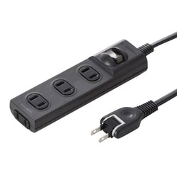 電源タップ 4個口 5m ほこり防止 一括スイッチ 折りたたみ式プラグ 絶縁キャップ付き 2ピン ネームタグ付き ブラック TAP-TSH45SWBKN