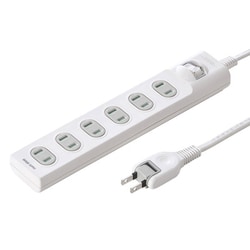 電源タップ 6個口 10m ほこり防止 一括スイッチ 折りたたみ式プラグ 絶縁キャップ付き 2ピン ネームタグ付き ホワイト TAP-TSH610SWN