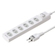 電源タップ 6個口 3m ほこり防止 一括スイッチ 折りたたみ式プラグ 絶縁キャップ付き 2ピン ネームタグ付き ホワイト TAP-TSH63SWN